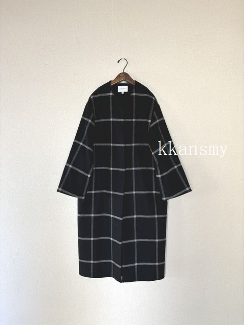 ユナイテッドアローズBEAUTY&YOUTH*チェックノーカラーロングコート 