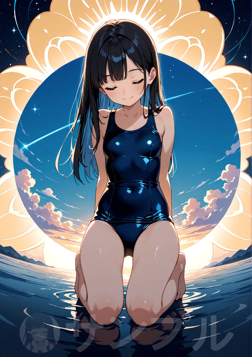 高画質】オリジナルイラスト 幻想的 水着 女の子 アニメ 同人 かわいい