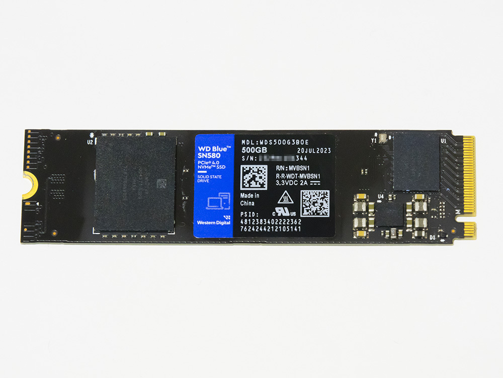 【中古品】WD Blue SN580 WDS500G3B0E NVMe PCIe Gen4x4 500GB - 1_1
