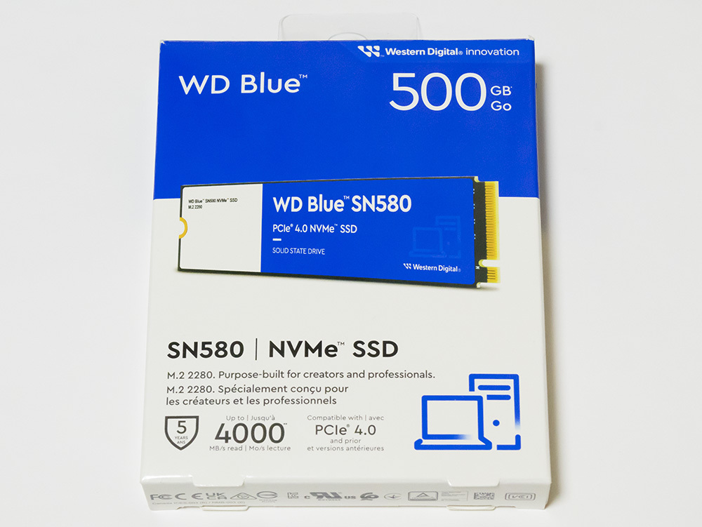 【中古品】WD Blue SN580 WDS500G3B0E NVMe PCIe Gen4x4 500GB - 1_3