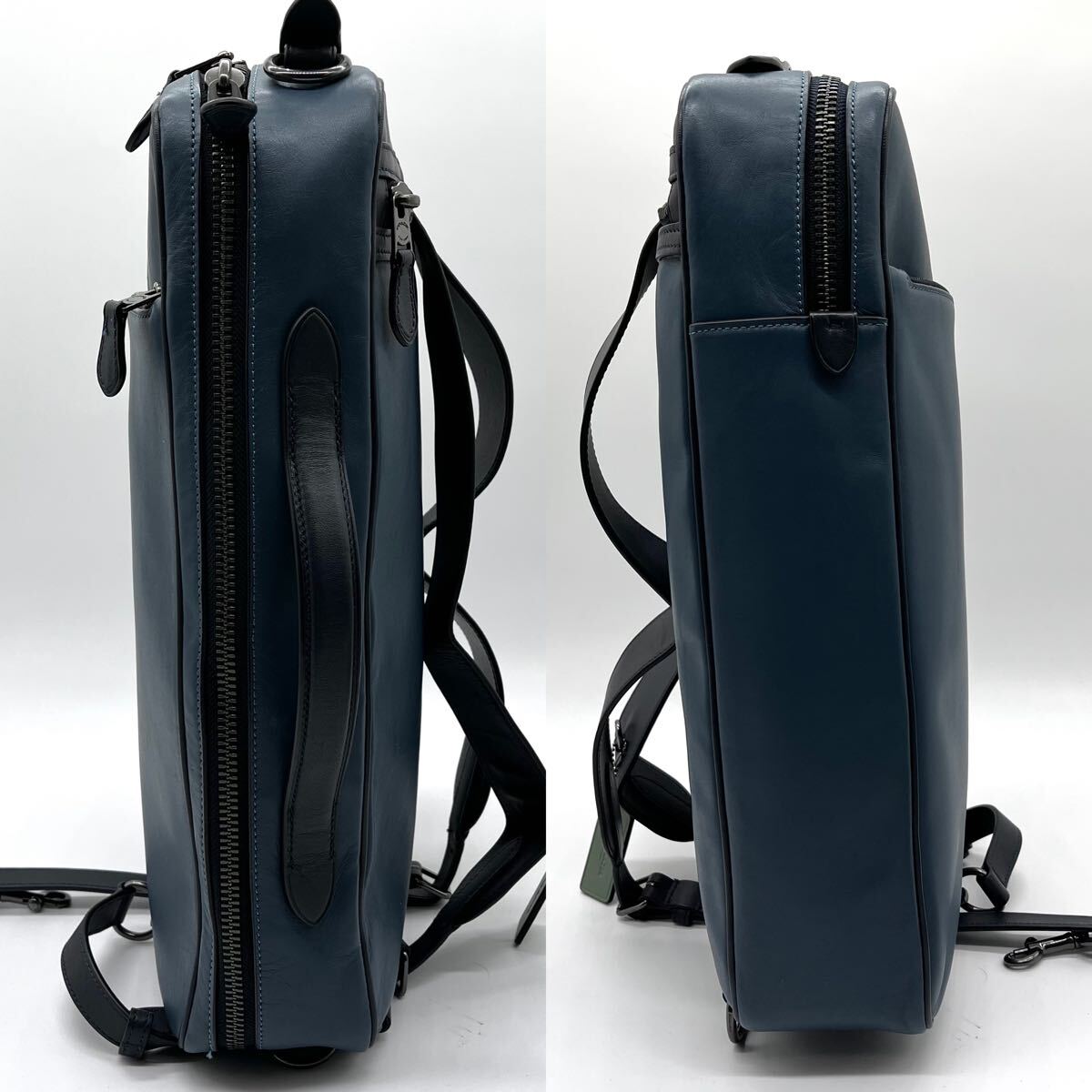 極美品 COACH コーチ グラハム ブルー 青 メンズ 3way バックパック