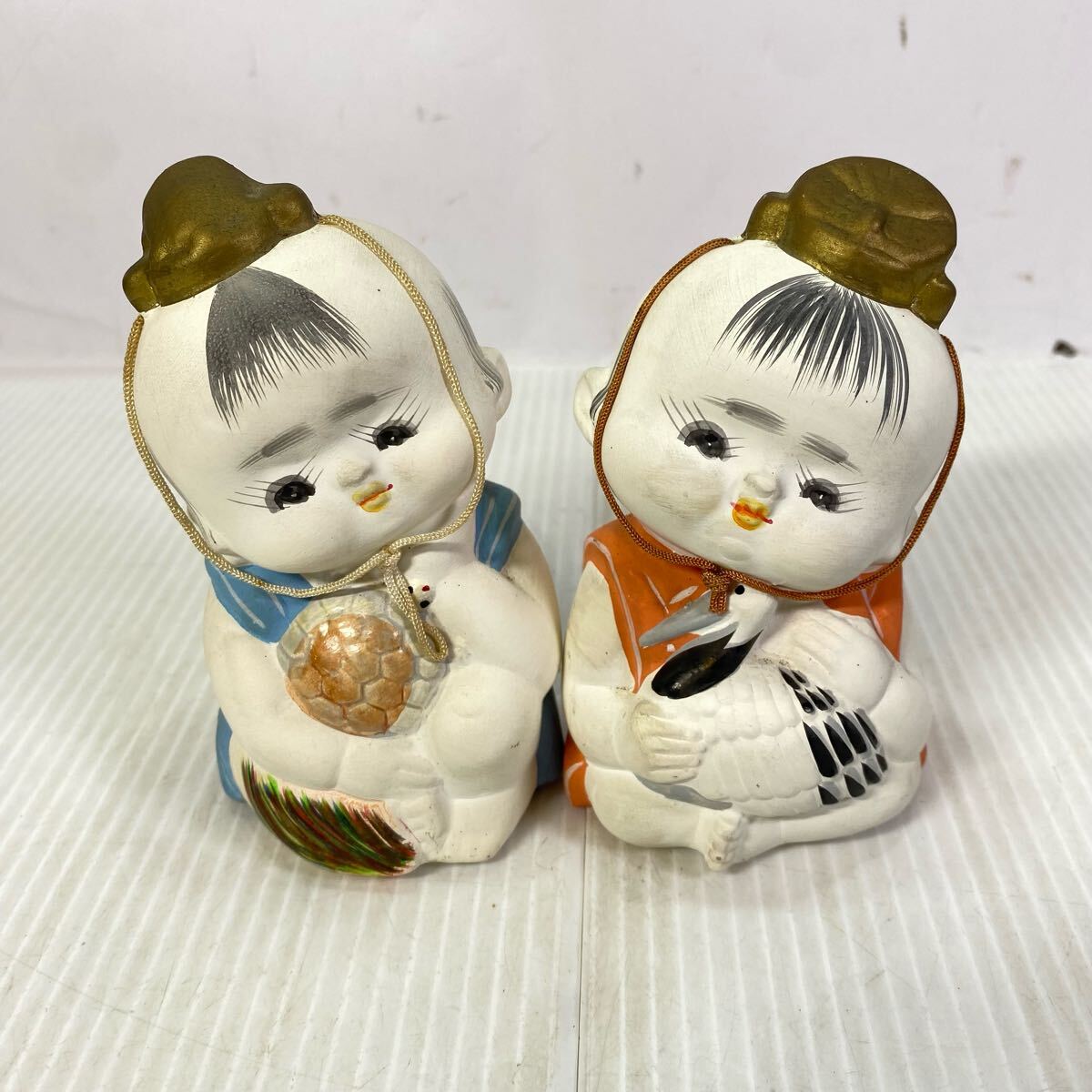 博多人形 童 鶴 亀 子供 陶磁器 置物 縁起物 インテリア 飾 郷土玩具