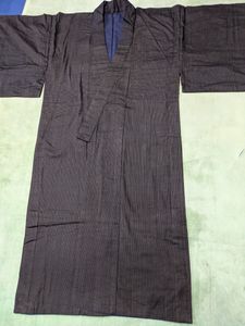 こ45　男性　袷着物　藍染　縞