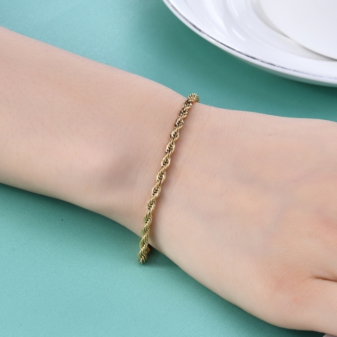 18KGP ツイストチェーン ゴールド 18k 鍍金 ブレスレット bracelet N45_1