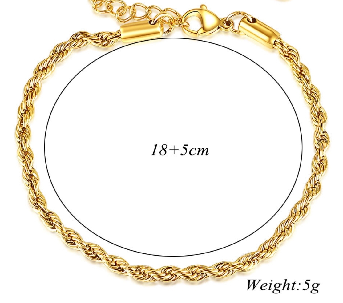 18KGP ツイストチェーン ゴールド 18k 鍍金 ブレスレット bracelet N45_4