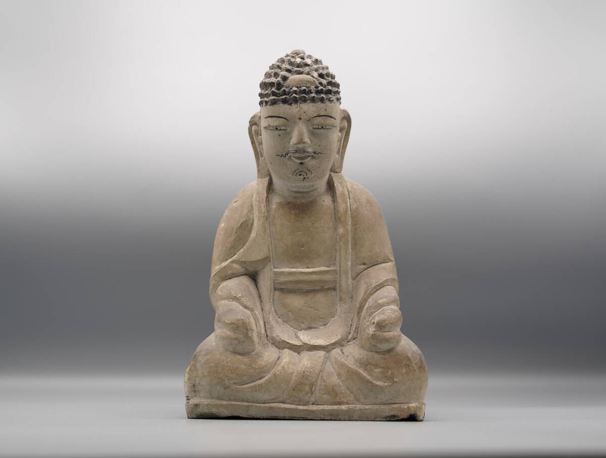 無相】李朝時代 石彫阿弥陀如来像 古物保証 (時代物 唐物 朝鮮 韓国
