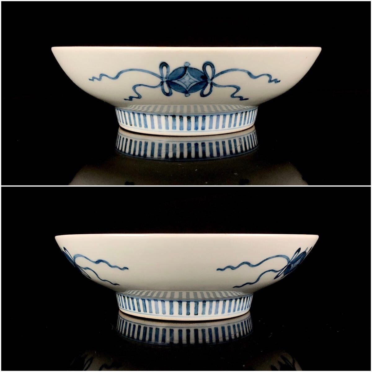 鍋島焼 色鍋島 色絵 撫子紋 高台皿 櫛高台 草花図 古染付 深鉢 飾皿