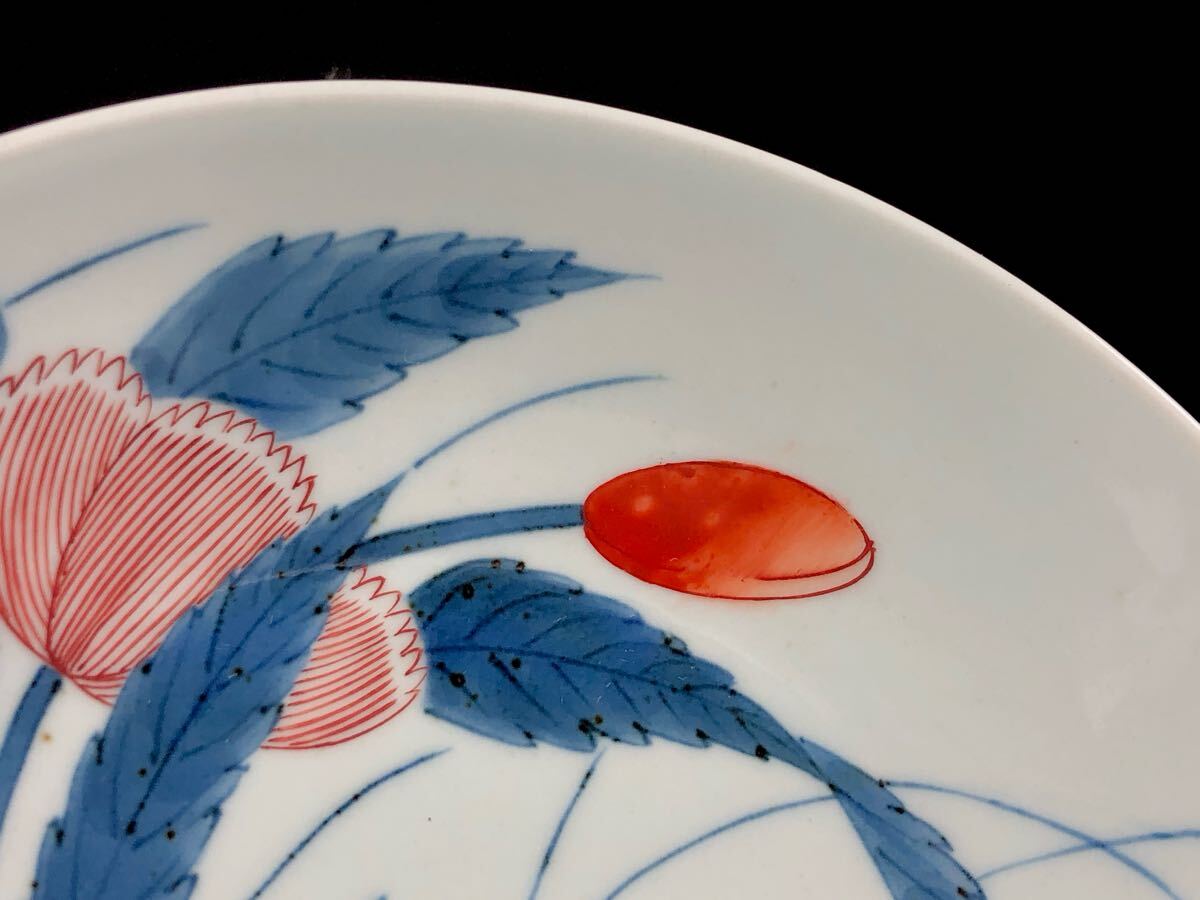 鍋島焼 色鍋島 色絵 撫子紋 高台皿 櫛高台 草花図 古染付 深鉢 飾皿