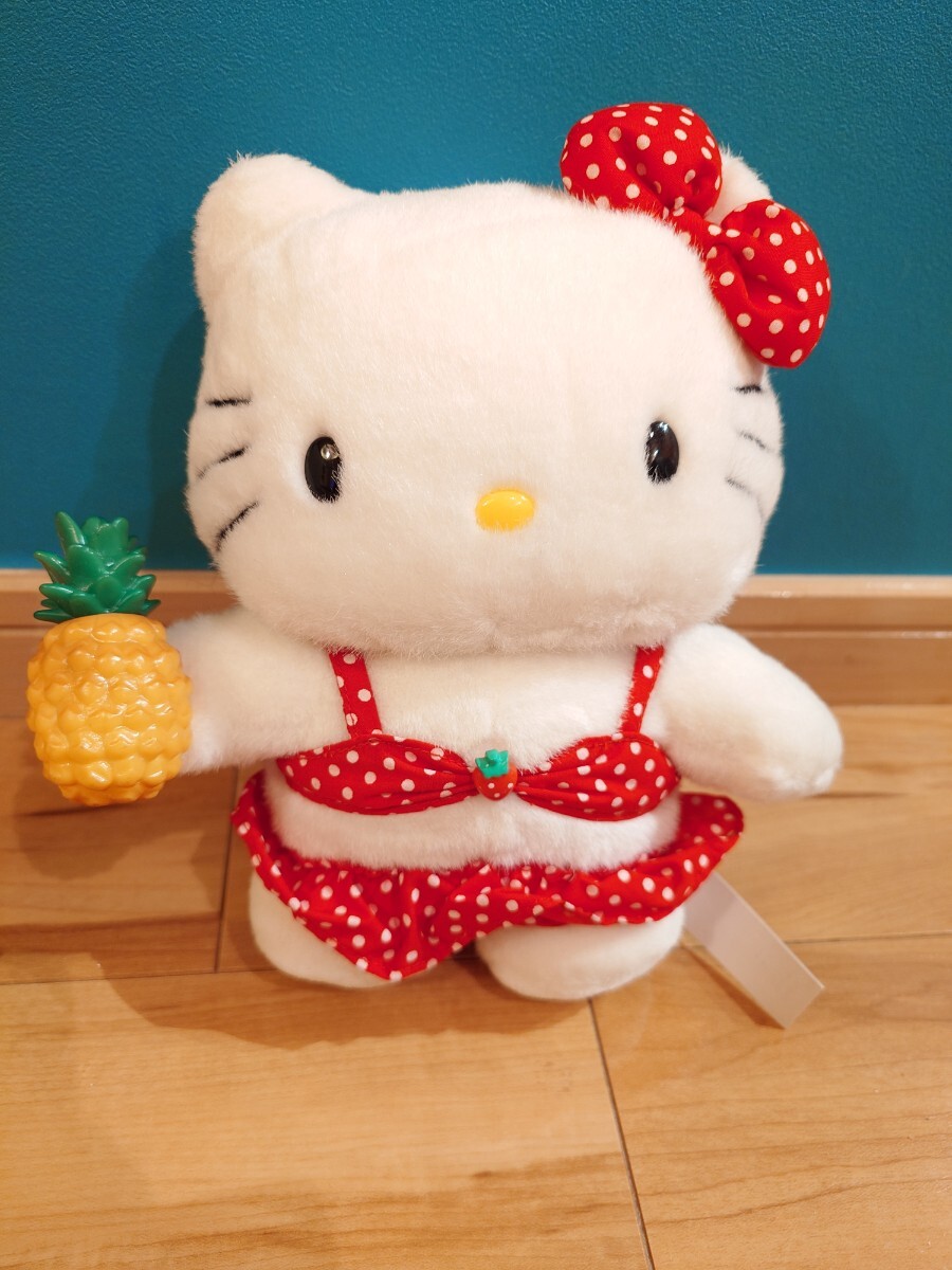ハローキティ ぬいぐるみ　水玉　レア　水着　レトロ 1999年物 レア サンリオ 市販品 水着 キティちゃん ぬいぐるみ Hello