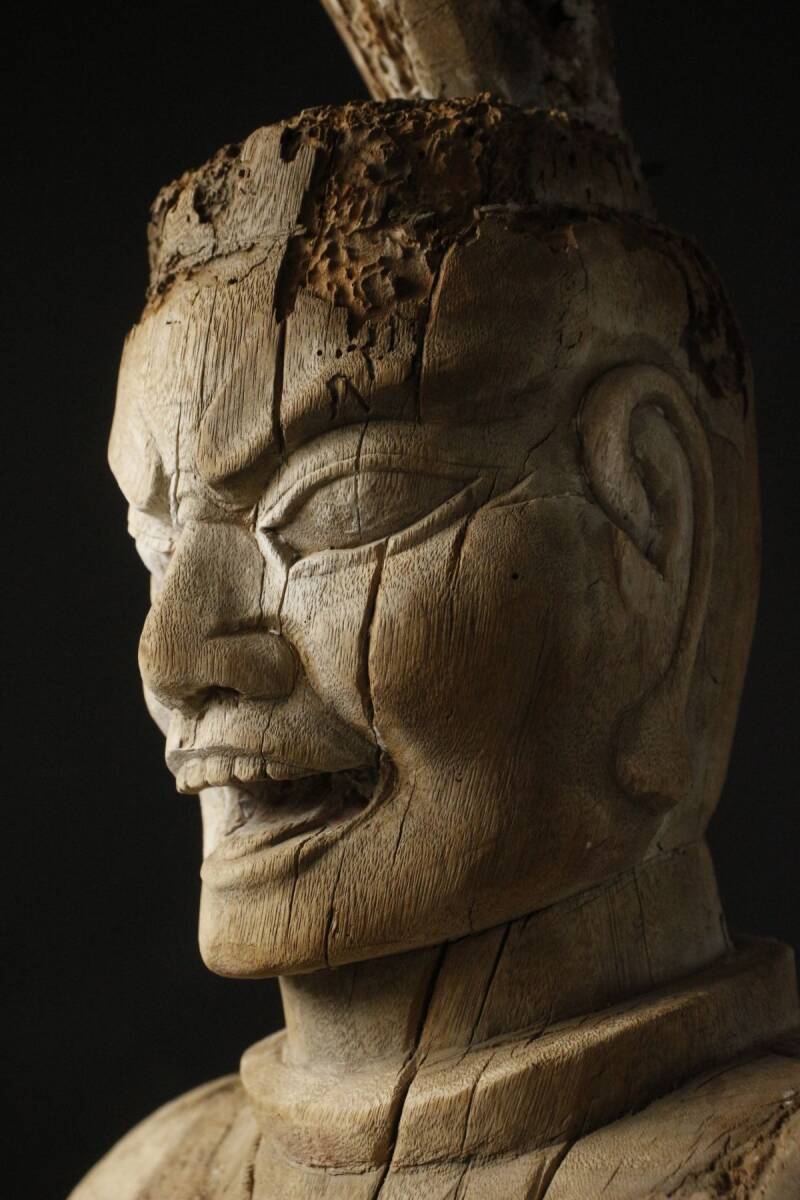 LIG】室町時代 寄木造 木彫神像 特大85㎝ 時代仏教美術 [.EW]25.6(仏像