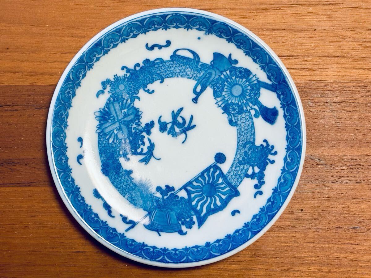 ☆明治期 極美品 日清戦争 戦捷記念絵皿 旭日章 金鵄勲章 旧軍 日本軍