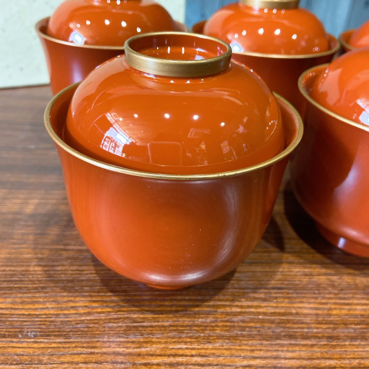 新品 会津塗り 蓋付き 汁椀 5客セット お椀 漆器 お汁椀 和風 和食器