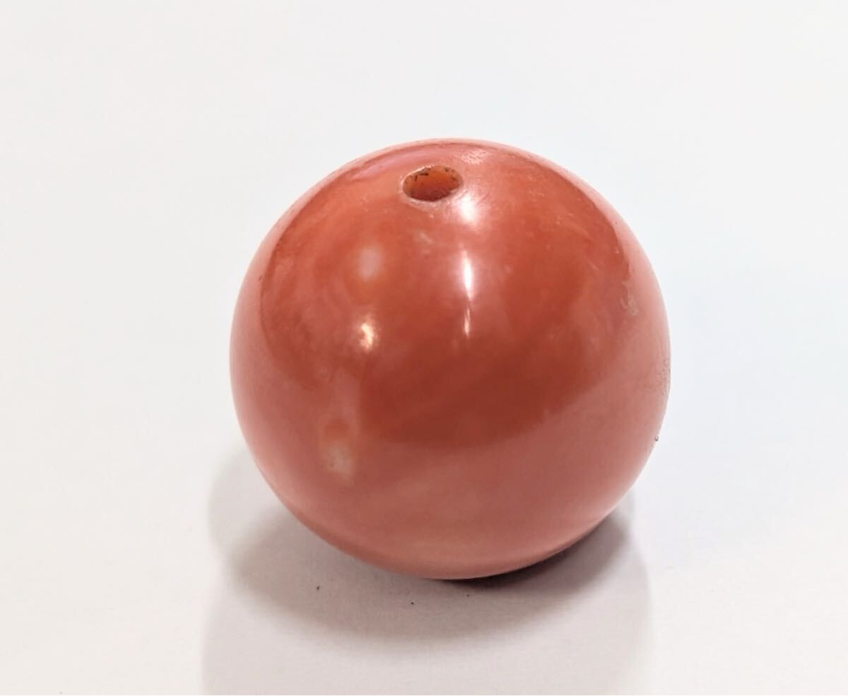 本珊瑚 丸珠 大玉 両穴 ルース サンゴ コーラル_3