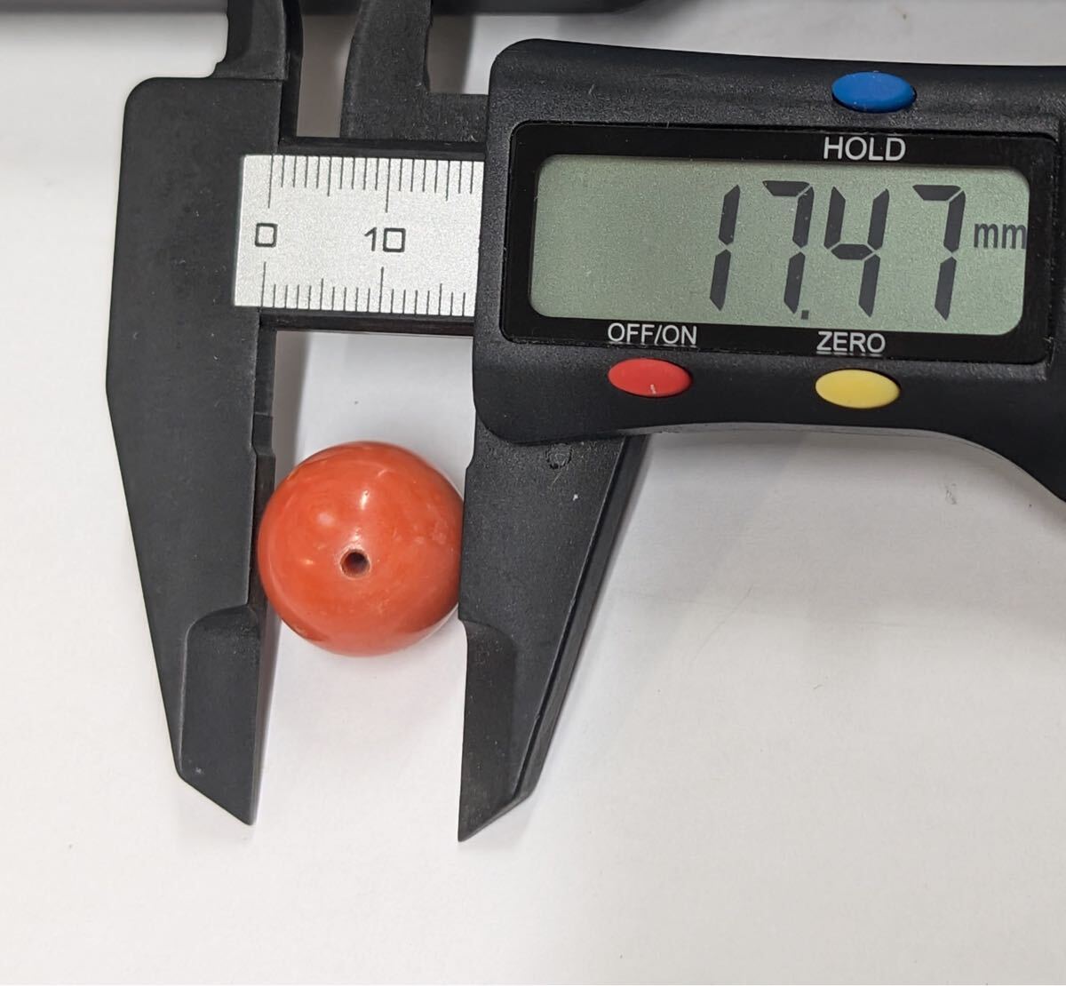 本珊瑚 丸珠 大玉 両穴 ルース サンゴ コーラル_7