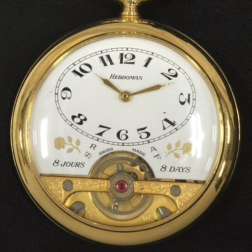 ヘブドマス 手巻き 機械式 懐中時計 ホワイト文字盤 8JOURS 8DAYS 稼働