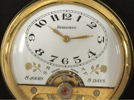ヘブドマス 手巻き 機械式 懐中時計 ホワイト文字盤 8JOURS 8DAYS 稼働