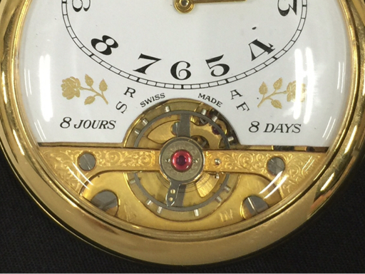 ヘブドマス 手巻き 機械式 懐中時計 ホワイト文字盤 8JOURS 8DAYS 稼働