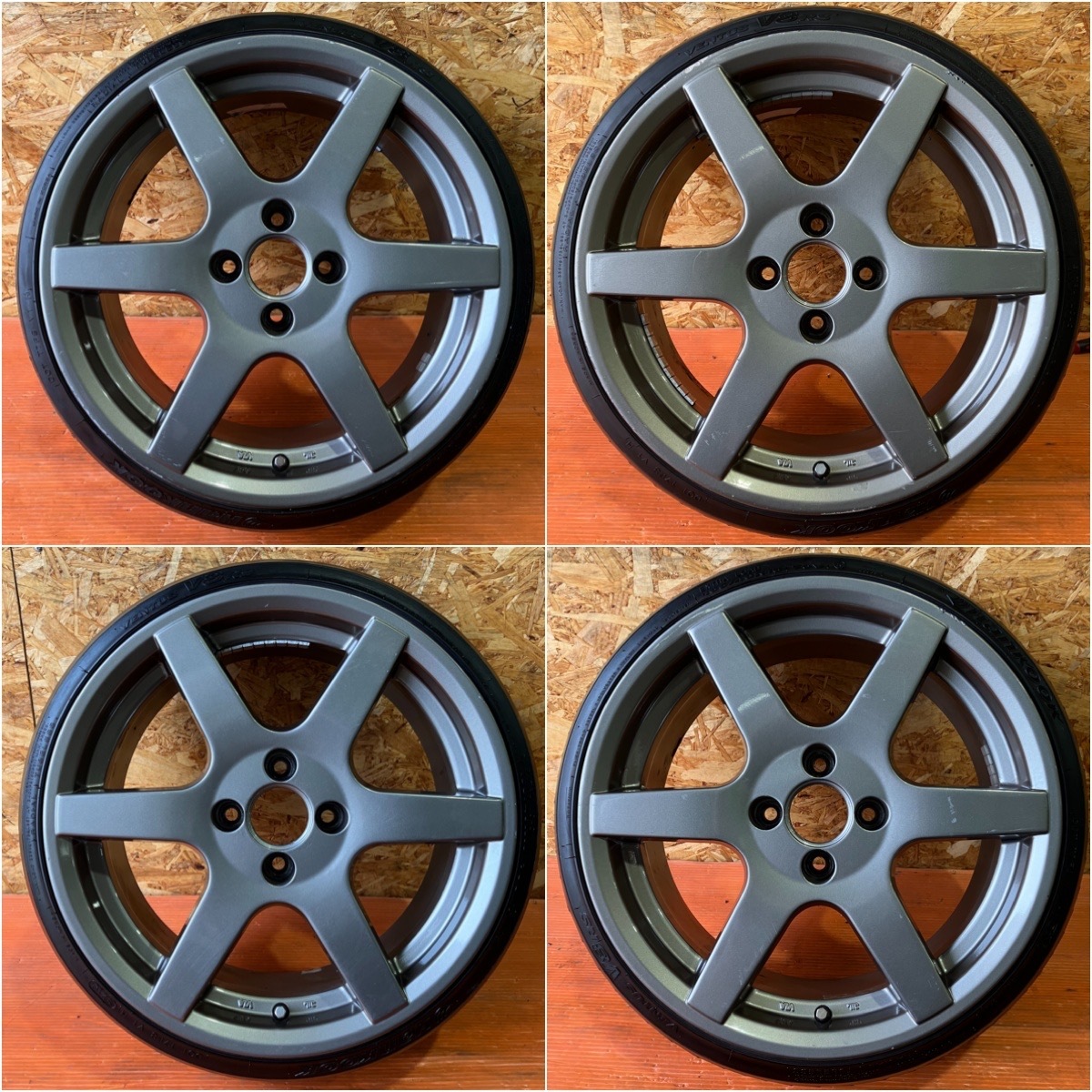 16インチ アルミホイール メーカー不明 6本スポーク 16インチ 7J +35 4穴100 165/40R16 軽自動車 コンパクトカー等に _1