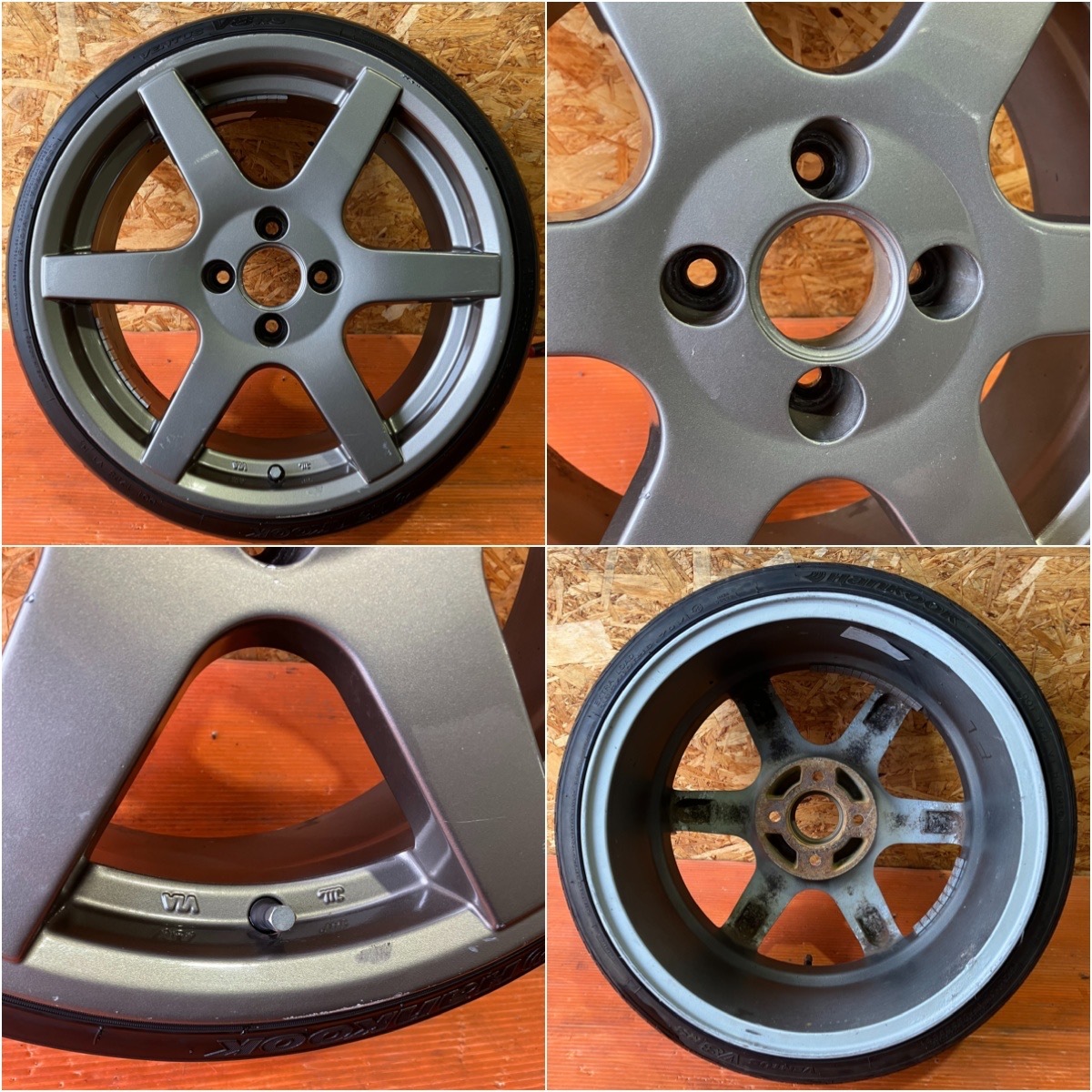 16インチ アルミホイール メーカー不明 6本スポーク 16インチ 7J +35 4穴100 165/40R16 軽自動車 コンパクトカー等に _4