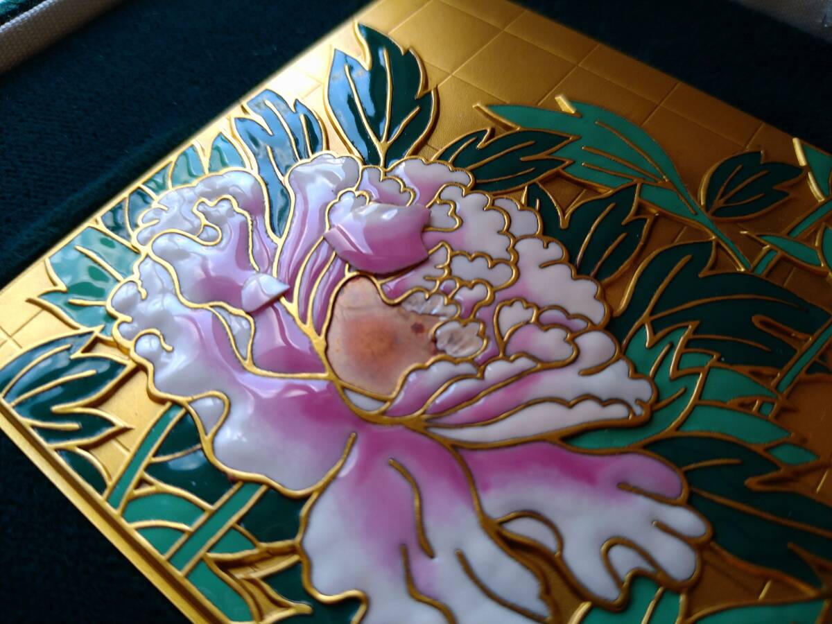 造幣局 牡丹図 七宝入文鎮 第百十六次製造貨幣大試験 七宝章牌 記念品