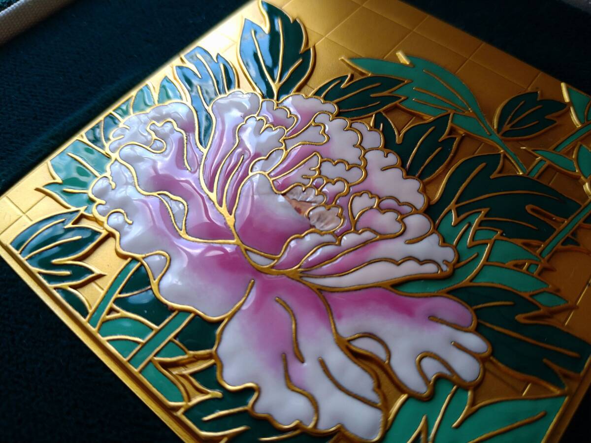 造幣局 牡丹図 七宝入文鎮 第百十六次製造貨幣大試験 七宝章牌 記念品