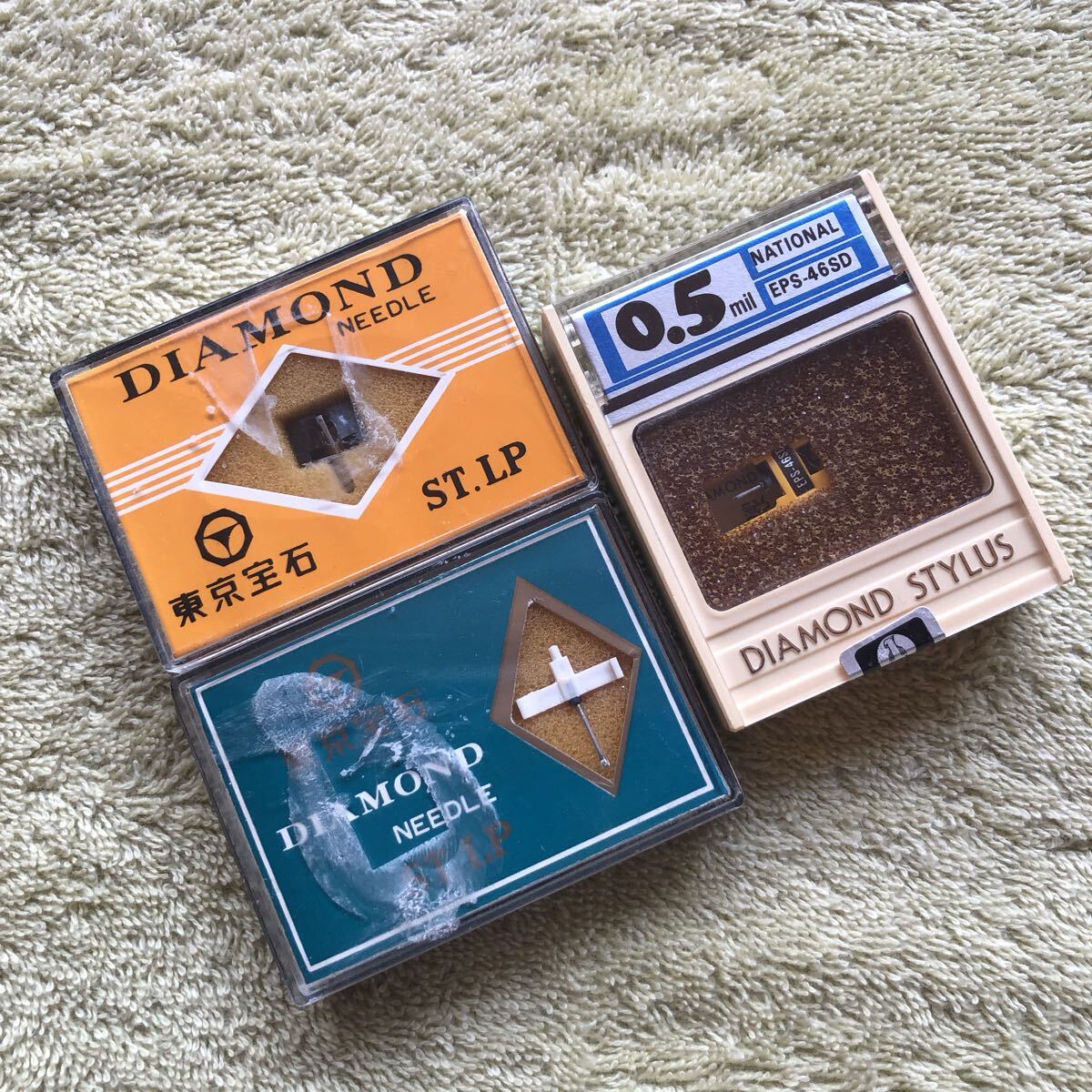 3個セット未使用未開封レコード針ナショナル用 東京宝石 日本蓄針 ダイヤモンド(検 ケースやや難 EPS 53 36ST 46SD NIPPON CHIKUSHIN)_1