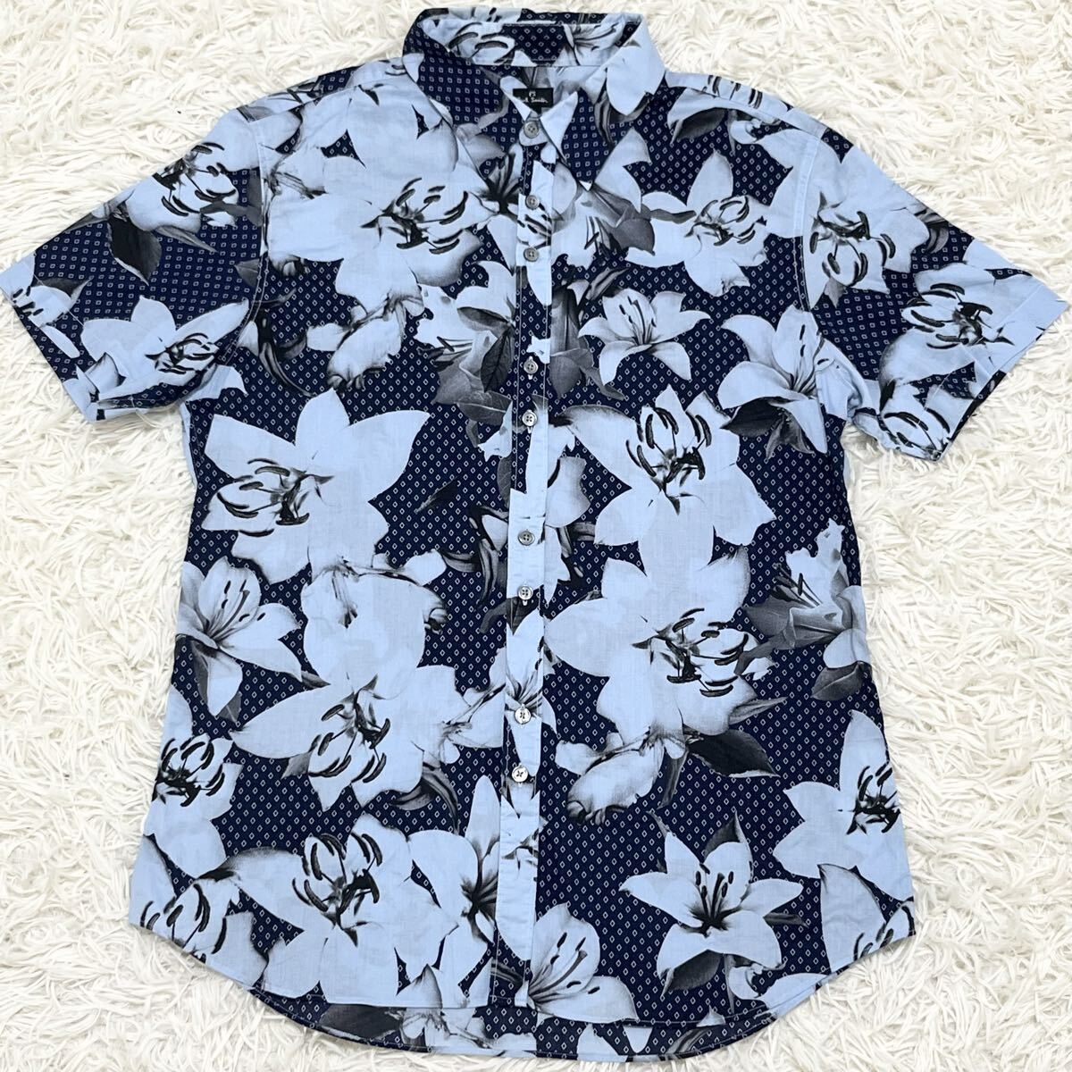 極美品 Lサイズ ポールスミス Paul Smith 半袖 シャツ 花柄 総柄 