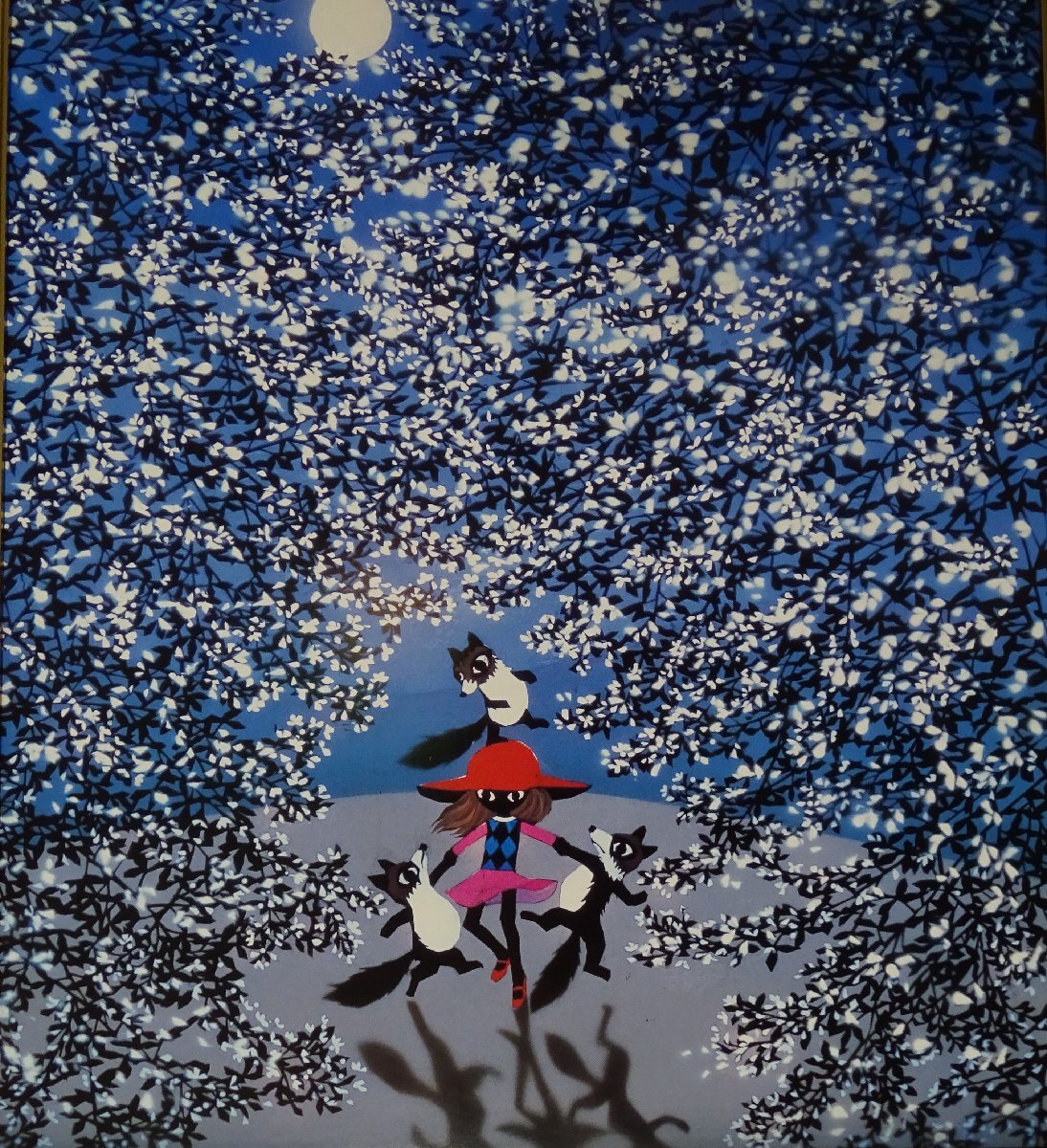 作者: 藤城 清治 ・画題： 萩と少女（影絵） ・技法: 色紙絵（複製画