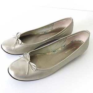 モードカオリ MODE KAORI バレエシューズ パンプス リボン 本革 レザー 23.5cm パール ゴ