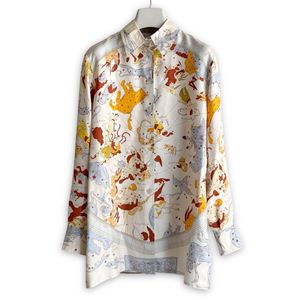 極美品 HERMES マルジェラ期 スカーフ柄 シルクシャツ 34 星座 パズル HEMISPHARIUM COEL