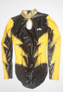 クリスチャンモロー 新体操レオタード 希少モデル Lサイズ ブラック+イエロー+ゴールド