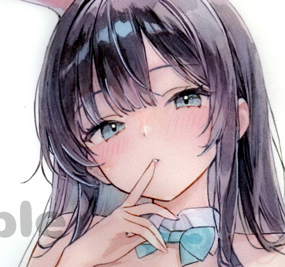 原画】 水彩画 手描きイラストオリジナル 【スノーバニーの誘惑
