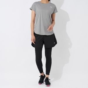 【Mサイズ】グレー×黒 新品 FILA 半袖Tシャツ レギンス ショートパンツ3点セット ヨガ　