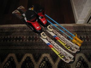 サロモン、ノルディカ、カザマ　キッズ、ジュニア用スキーセット　板100㎝、ブーツ18.5㎝