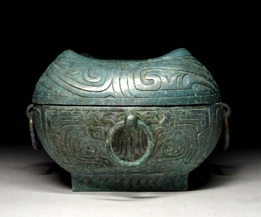 緑屋t□ 中国古玩 銅製 青銅器 蓋物 金文銘文 唐物 時代物 i9/12-6383