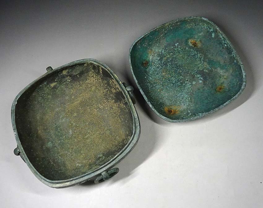 中国美術 青銅 蓋器(P134) 緑屋t□ 中国古玩 銅製 青銅器 蓋物 金文銘文 唐物 時代物 i9/12-6383