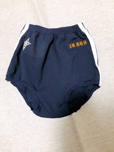 ★新品 松亀被服 校章付き ラインブルマー (紺)[LL]刺繍入り（百〇恵梨佳）