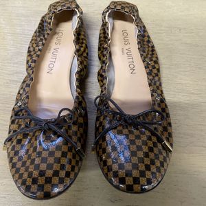 ルイヴィトン LOUIS VUITTON バレエシューズ パンプス フラットシューズ　ダミエ　イタリ