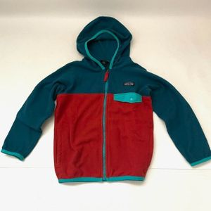 Patgonia パタゴニア フリースアウター 4T 100cm Wavy Blue キッズ スナップポケット 速