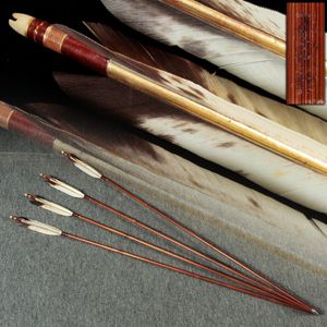 DT635 時代【正宗 作】古弓具 矢羽・四ツ矢 四本一組 全長98cm 鷲尾羽 ・竹矢・矢羽根・