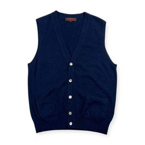 カシミヤ100% SHAKEHAND CASHMERE シェイクハンド Vネック 前開き ニット ベスト M/ネイ