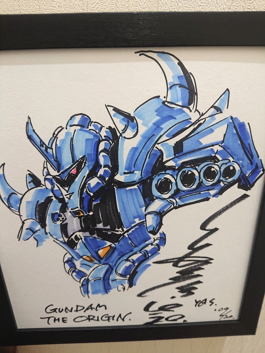 安彦良和 機動戦士ガンダム グフ イラスト サイン 色紙 GUNDAM THE