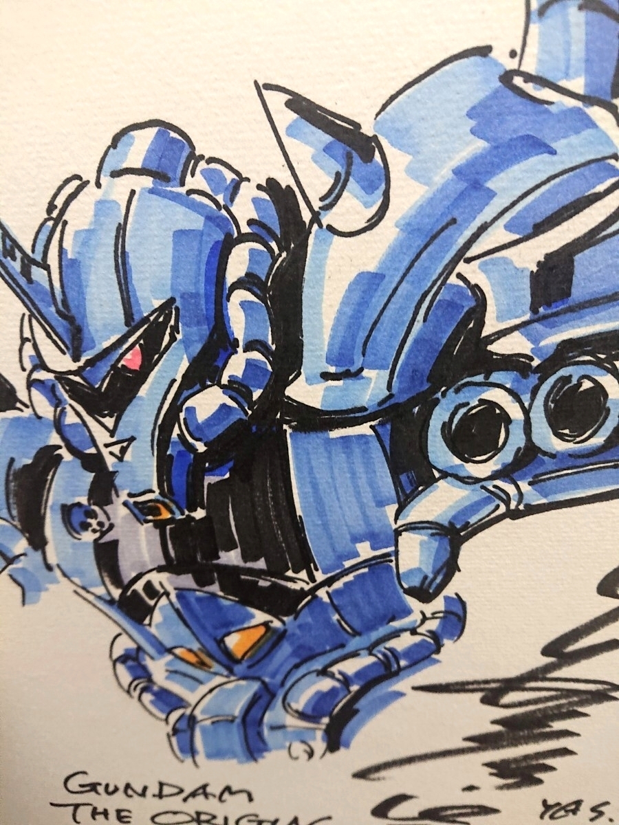 安彦良和 機動戦士ガンダム グフ イラスト サイン 色紙 GUNDAM THE
