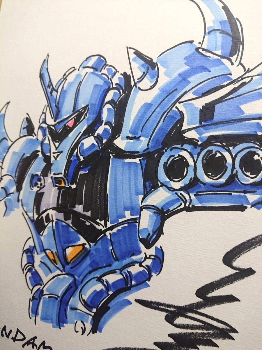 安彦良和 機動戦士ガンダム グフ イラスト サイン 色紙 GUNDAM THE