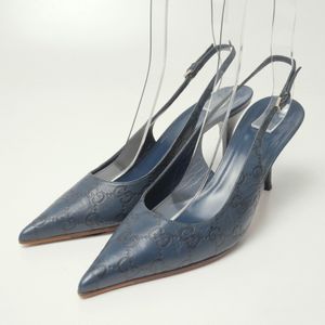 XXXX*イタリア製 GUCCI グッチ 37C(24cm相当) グッチシマ GG柄 レザー スリングバックミ