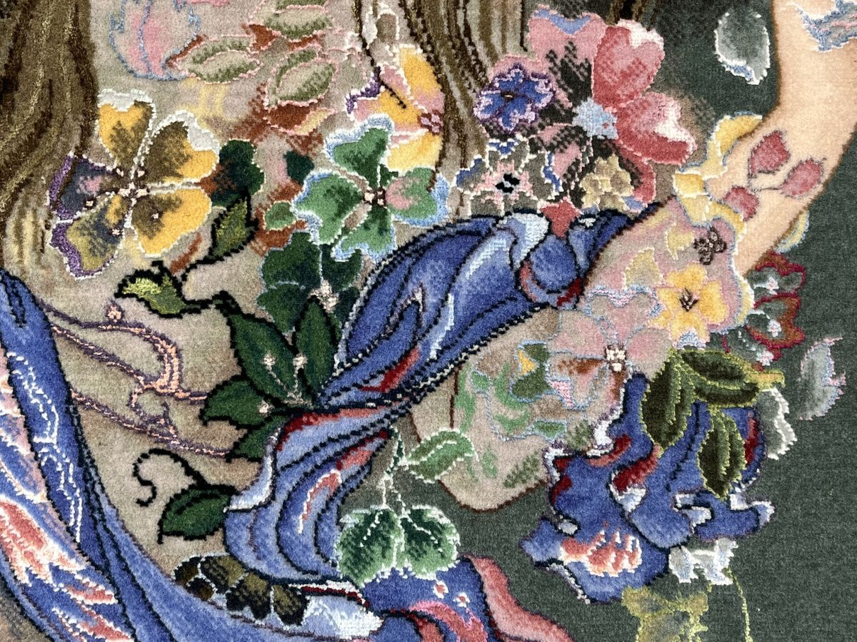 B14 タブリーズ アリナサブ工房 絵画絨毯 額装 144万ノット◇イラン
