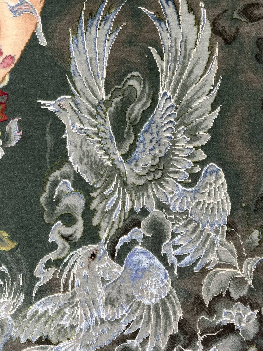 B14 タブリーズ アリナサブ工房 絵画絨毯 額装 144万ノット◇イラン