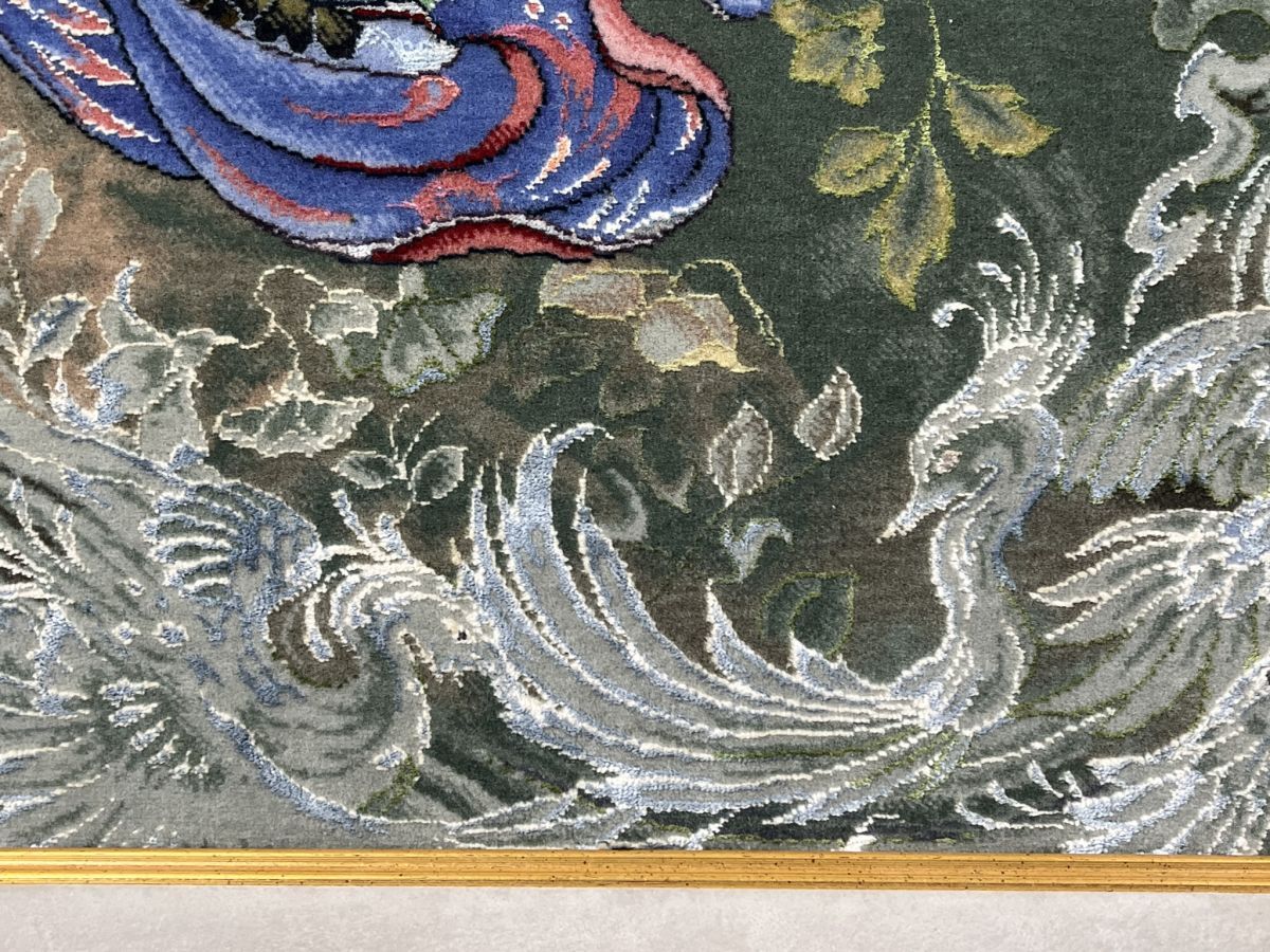 B14 タブリーズ アリナサブ工房 絵画絨毯 額装 144万ノット◇イラン