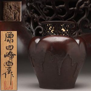 茶道具/花入 金谷五郎三郎作 『青銅桔梗形花入』 共箱 茶道具/花入