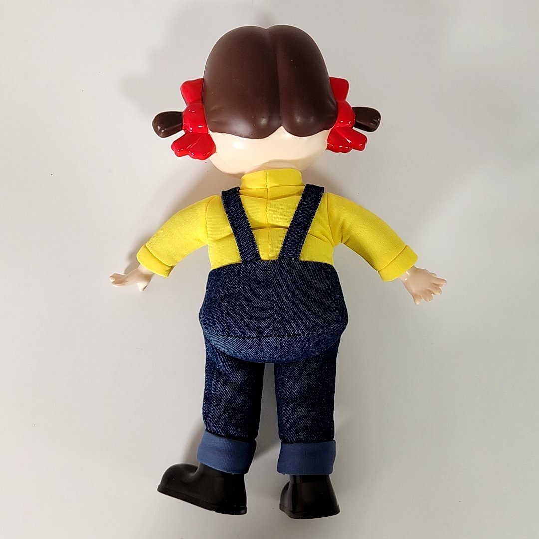おすわりペコちゃん 3体セット 全長31cm 人形 デニム衣装 シェフ衣装